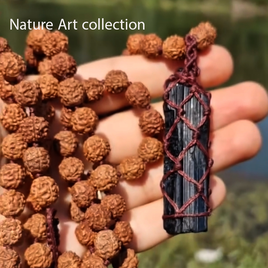 گردنبند تورمالین سیاه و رودراکشا